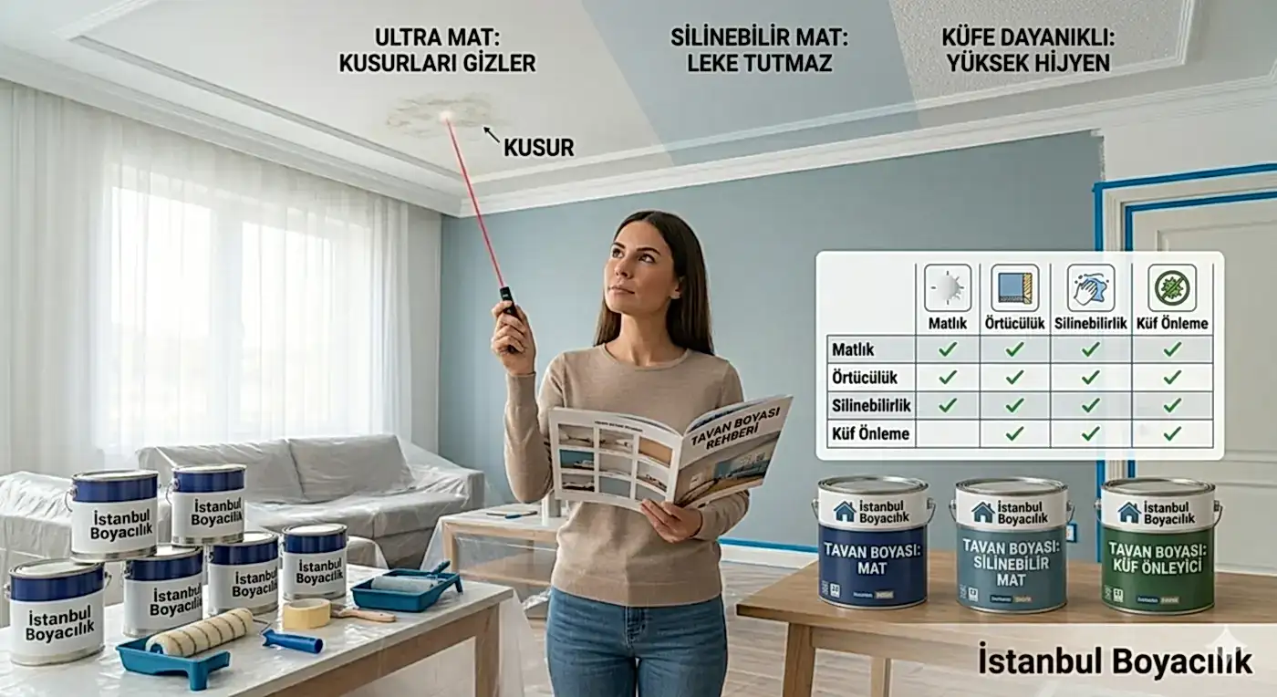 Tavan boyası için en iyi seçenekler ve damlama yapmayan teknikler